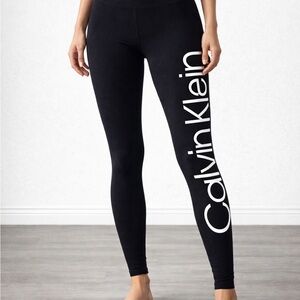 Calvin Klein Black Logo Leggings Women’s Size Small High-Rise Stretch Soft